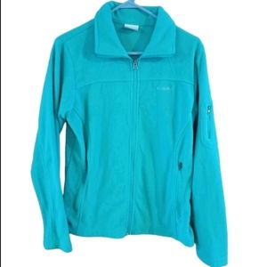Columbia Medium Womens Fleece Teal Green Zip-up Jacket
